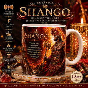 Blessed Orisha Spiritual Mug Collection – 12 oz | Obatalá, Oshun, Elegguá, Orula, Oyá, Yemayá & Shango