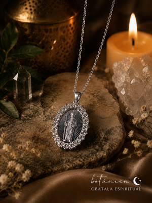 Silver-Tone St. Jude Crystal Necklace – Unisex Spiritual Protection Medal for Faith, Hope & Blessings