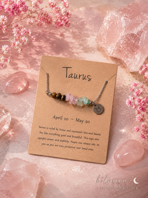 Taurus Zodiac Crystal Necklace – Unisex Natural Stone Energy Necklace for Love, Stability & Protection