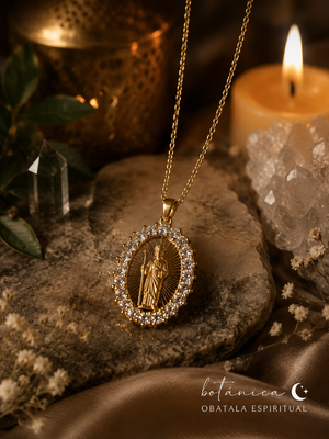 Gold-Tone St. Jude Crystal Necklace – Unisex Spiritual Protection Medal for Faith, Hope & Blessings