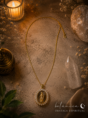 Gold-Tone St. Jude Crystal Necklace – Unisex Spiritual Protection Medal for Faith, Hope & Blessings
