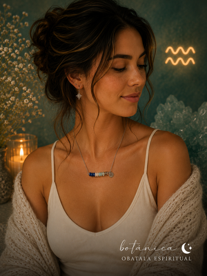 Aquarius Zodiac Crystal Necklace – Unisex Natural Stone Energy Necklace for Intuition, Freedom & Protection