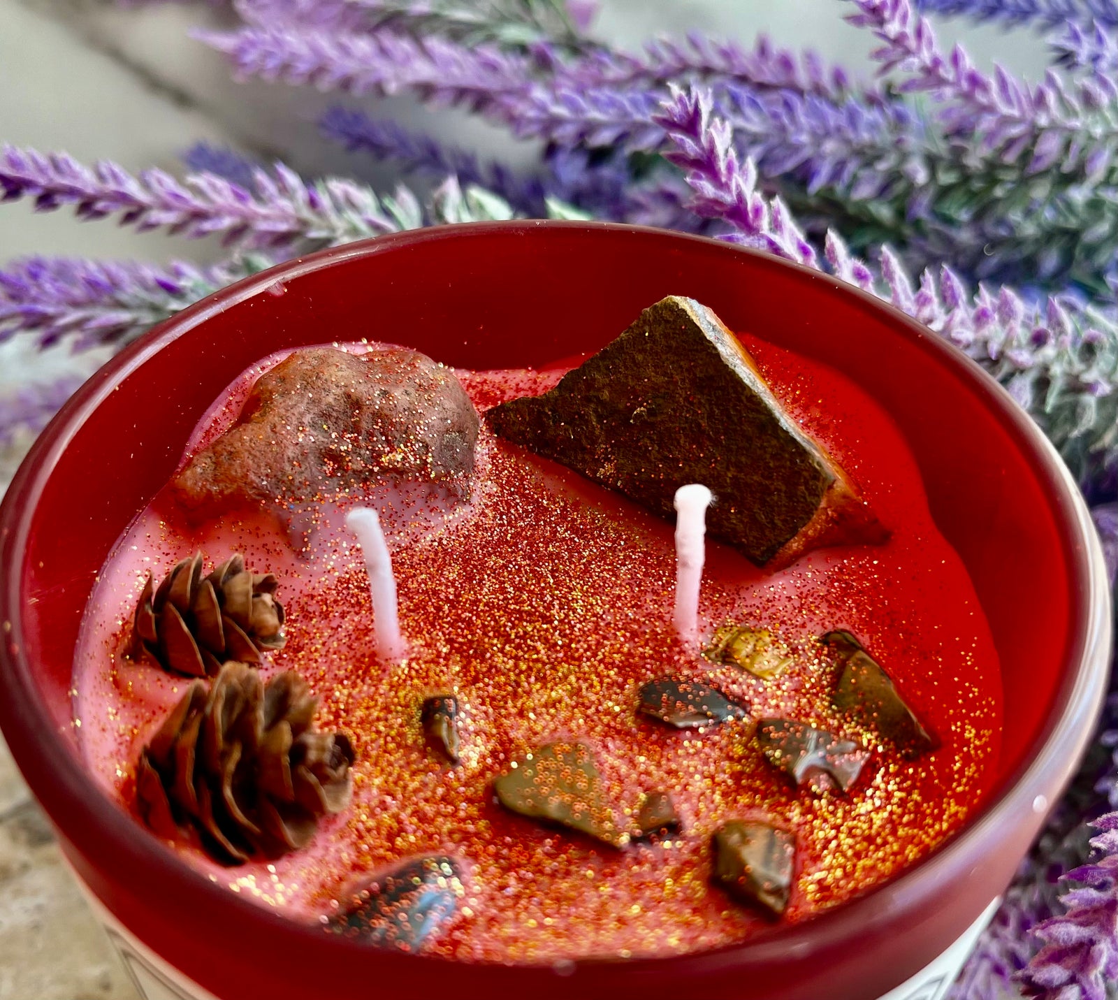 Dancing Flame – Elegant Shango Aromatic Candle with Crystals & Spiritual Tools