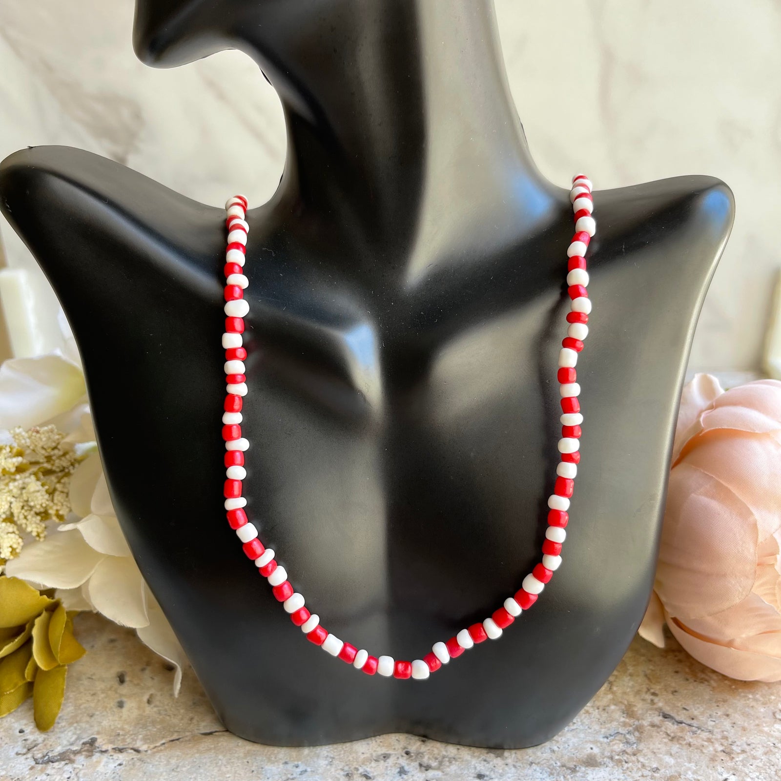 Shango Beads – Sacred Red & White Orisha Necklace for Protection